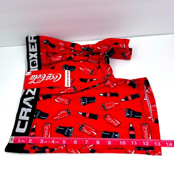 CRAZY BOXER, COCA COLA BOXER BRIEFS, COKE PICTURES BOTTLES, CUPS & GLASSES LARGE - Picture 11 of 12